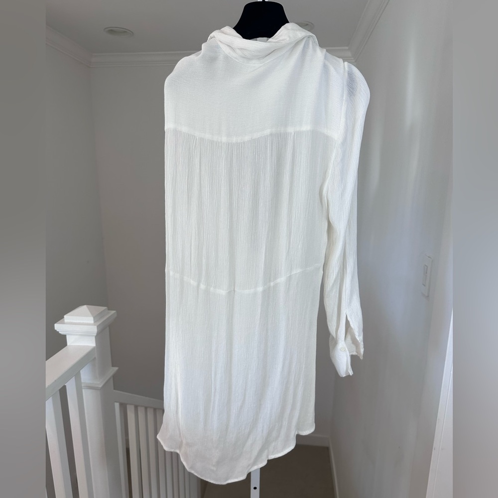 NWT Free People Worlds Apart Ivory Tie Front Blouse Tunic Collared Shirt Large - Picture 7 of 9
